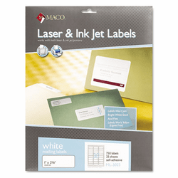 MACML3025 White All-Purpose Labels, 1 x 2-5/8, 750/Box By CHARTPAK/PICKETT