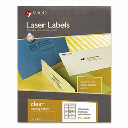 MACML4000 Matte Clear Laser Labels, 1 x 2-5/8, 1500/Box By CHARTPAK/PICKETT