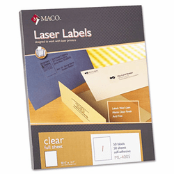 MACML4005 Matte Clear Laser Labels, 8-1/2 x 11, 50/Box By CHARTPAK/PICKETT