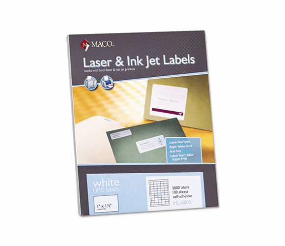MACML5000 White All-Purpose Labels, 1 x 1-1/2, 5000/Box By CHARTPAK/PICKETT