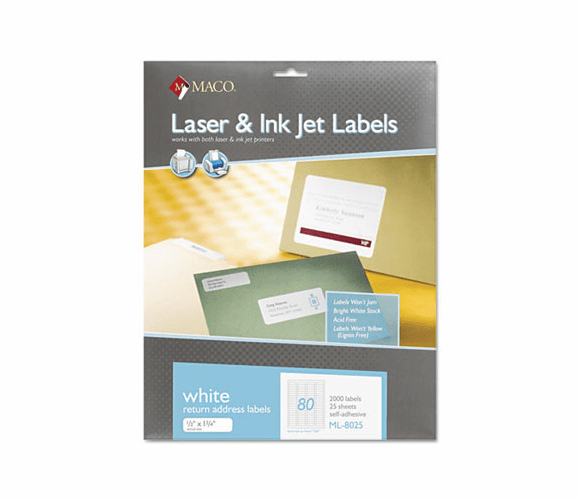 MACML8025 White All-Purpose Labels, 1/2 x 1 3/4, 2000/Box By CHARTPAK/PICKETT