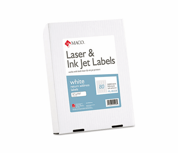 MACML8025B White All-Purpose Labels, 1/2 x 1-3/4, 20000/Box By CHARTPAK/PICKETT