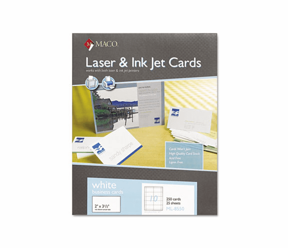MACML8550 Microperforated Business Cards, 2 x 3 1/2, White, 250/Box By CHARTPAK/PICKETT