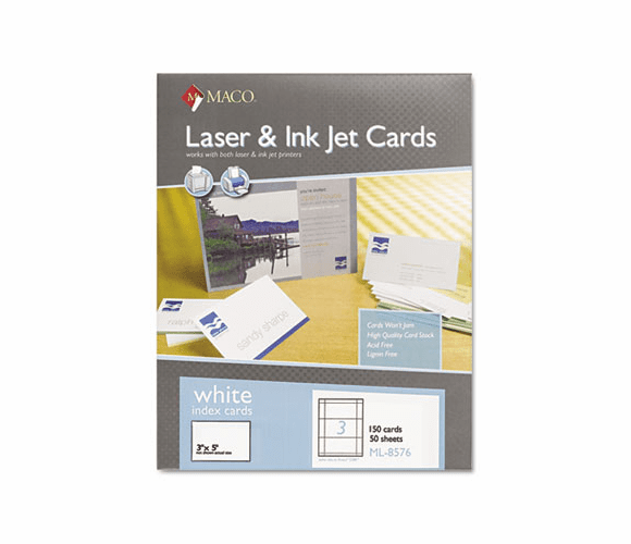 MACML8576 Unruled Index Cards, 3 x 5, White, 150/Box By CHARTPAK/PICKETT