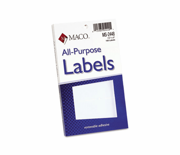 MACMS2448 Multipurpose Self-Adhesive Removable Labels, 1 1/2 x 3, White, 160/Pack By CHARTPAK/PICKETT