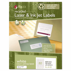 MACRL8100 Recycled Laser and InkJet Labels, 1/2 x 1-3/4, White, 8000/Box By CHARTPAK/PICKETT