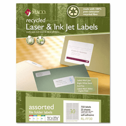 MACRLFF30 Recycled Laser and InkJet Labels, 2/3 x 3 7/16, Assorted, 750/Pack By CHARTPAK/PICKETT