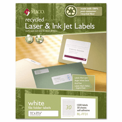 MACRLFF31 Recycled Laser and InkJet Labels, 2/3 x 3 7/16, White, 1500/Box By CHARTPAK/PICKETT