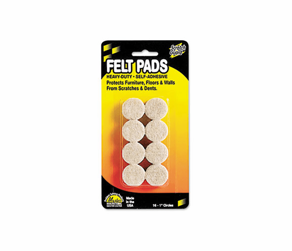 MAS88496 Scratch Guard Self-Stick Felt Pads, 1 Diameter, 16 Circles/Pack By MASTER CASTER COMPANY