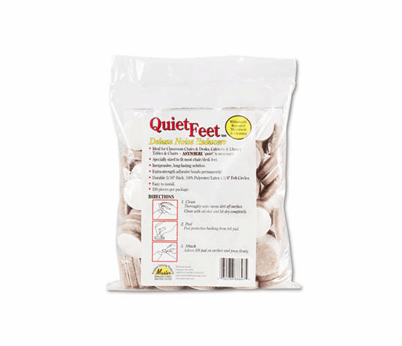 MAS88847 Quiet Feet Self-Adhesive Noise Reducers, 1-1/4 Dia. Felt Pads, Beige, 100/Pack By MASTER CASTER COMPANY