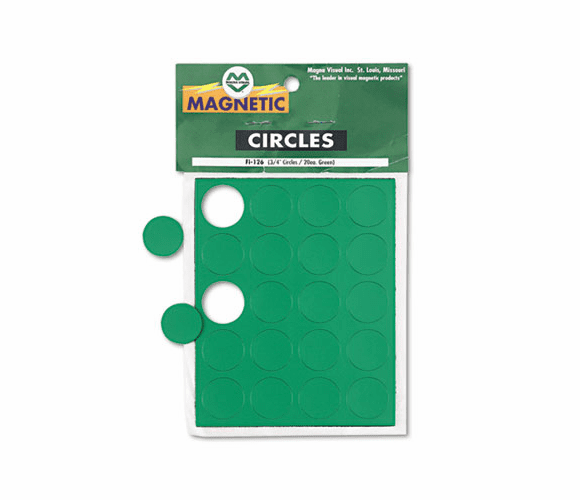 MAVFI126 Magnetic Letters, Numbers and Symbols, Magnetic, Green, 3/4"dia 20/Set By MAGNA VISUAL, INC.