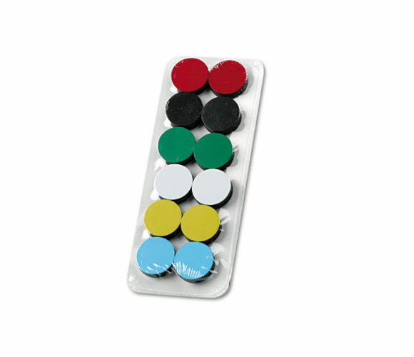 MAVHEM12 High Energy Circle Magnets, Magnetic, Assorted, 3/4"dia, 12/Pack By MAGNA VISUAL, INC.