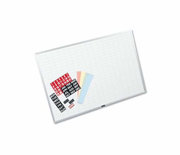 MAVOB2436B Magnetic Work/Plan Kit, 1x2 Grid, Porcelain-on-Steel, 36 x 24, Blue/White By MAGNA VISUAL, INC.