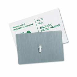 MAVPH10 Magnetic Picture Hanger, 4 x 6, 10-lb Capacity, Steel Hook, Satin Steel Finish By MAGNA VISUAL, INC.