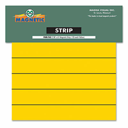 MAVPMR762 Magnetic Write-On/Wipe-Off Pre-Cut Strips, 6 x 7/8, Yellow, 25/Pack By MAGNA VISUAL, INC.