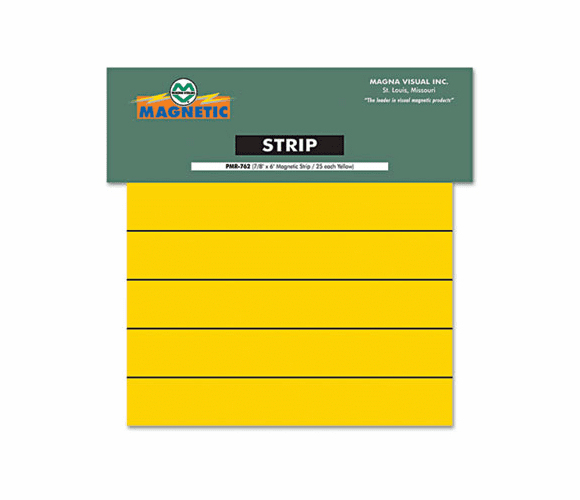 MAVPMR762 Magnetic Write-On/Wipe-Off Pre-Cut Strips, 6 x 7/8, Yellow, 25/Pack By MAGNA VISUAL, INC.
