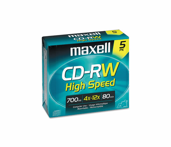 MAX630025 CD-RW Discs, 700MB/80min, 12x, w/Jewel Cases, Gold, 5/Pack By MAXELL CORP. OF AMERICA