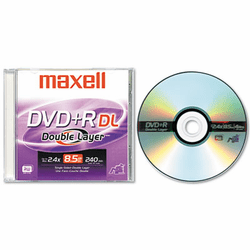 MAX634080 Dual-Layer DVD+R Disc, 8.5GB, 2.4x, w/Jewel Case, Silver By MAXELL CORP. OF AMERICA