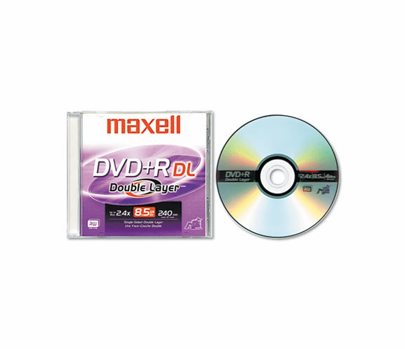 MAX634080 Dual-Layer DVD+R Disc, 8.5GB, 2.4x, w/Jewel Case, Silver By MAXELL CORP. OF AMERICA