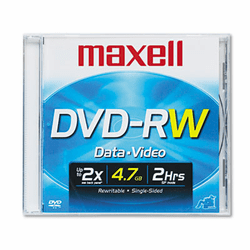 MAX635114 DVD-RW Disc, 4.7GB, 2x, w/Jewel Case, Silver By MAXELL CORP. OF AMERICA