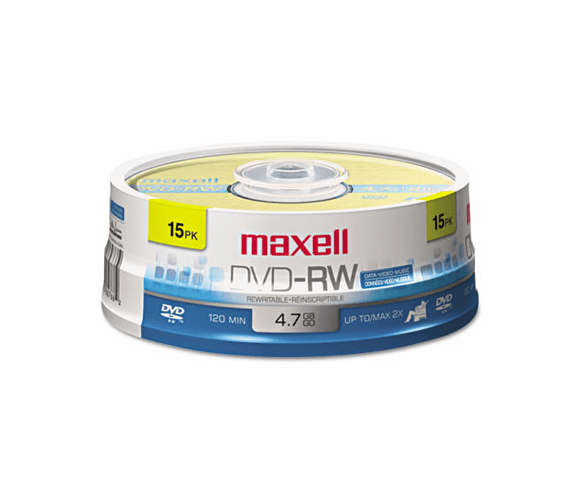 MAX635117 DVD-RW Discs, 4.7GB, 2x, Spindle, Gold, 15/Pack By MAXELL CORP. OF AMERICA