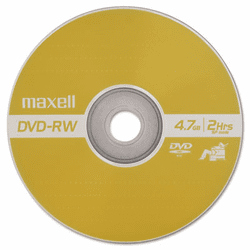MAX635123 DVD-RW Discs, 4.7 GB, 2x, w/Jewel Cases, Gold, 3/Pack By MAXELL CORP. OF AMERICA