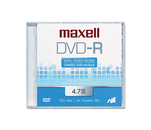 MAX638000 DVD-R Disc, 4.7GB, 16x By MAXELL CORP. OF AMERICA