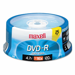 MAX638010 DVD-R Discs, 4.7GB, 16x, Spindle, Gold, 25/Pack By MAXELL CORP. OF AMERICA