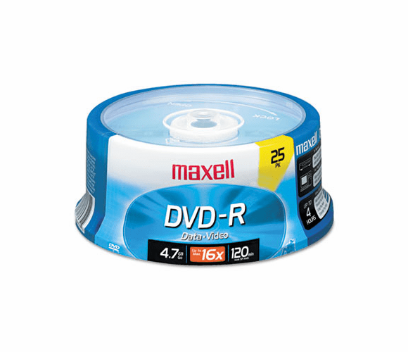MAX638010 DVD-R Discs, 4.7GB, 16x, Spindle, Gold, 25/Pack By MAXELL CORP. OF AMERICA