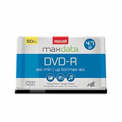 MAX638011 DVD-R Discs, 4.7GB, 16x, Spindle, Gold, 50/Pack By MAXELL CORP. OF AMERICA