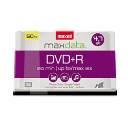 MAX639013 DVD+R Discs, 4.7GB, 16x, Spindle, Silver, 50/Pack By MAXELL CORP. OF AMERICA