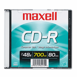 MAX648201 CD-R Disc, 700MB/80min, 48x, w/Slim Jewel Case, Silver By MAXELL CORP. OF AMERICA
