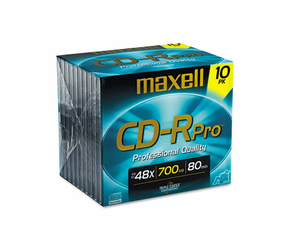 MAX648410 CD-R Discs, 700MB/80min, 40x, w/Jewel Cases, Gold, 10/Pack By MAXELL CORP. OF AMERICA