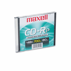 MAX648711 CD-R Disc, 700MB/80min, 48x, w/Slim Jewel Case, Printable Matte Silver By MAXELL CORP. OF AMERICA