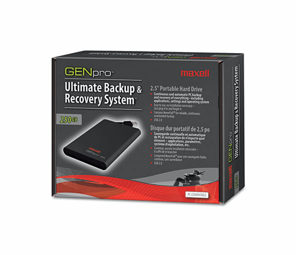 MAX665206 GENpro Portable Hard Drive, 250GB, USB, 5400 rpm By MAXELL CORP. OF AMERICA