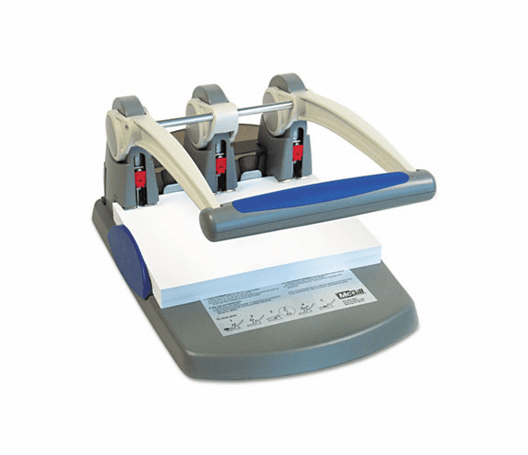 MCG58000 300-Sheet Heavy-Duty Two- to Three-Hole Punch, 9/32" Holes, Blue/Gray By MCGILL METAL PRODUCTS CO.