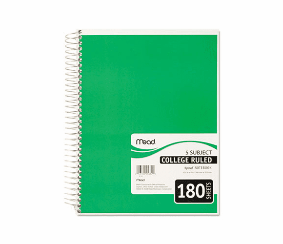 MEA05682 Spiral Bound Notebook, College Rule, 8 x 10-1/2, White,Twin wire, 180 Sheets/Pad By MEAD PRODUCTS