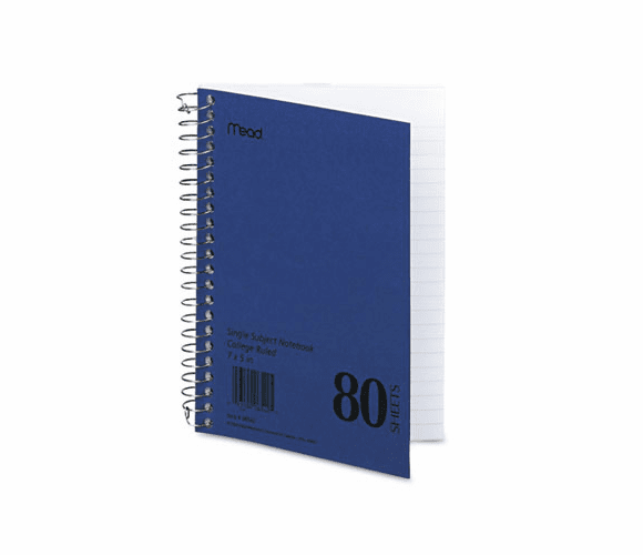 MEA06542 Spiral Bound 1 Subject Notebook, College Rule, 5 x 7, White, 80 Sheets/Pad By MEAD PRODUCTS