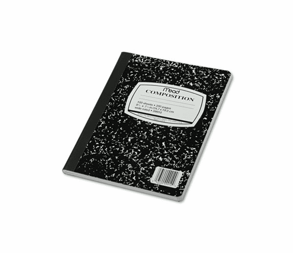 MEA09910 Black Marble Composition Book, Wide Rule, 9-3/4 x 7-1/2, 100 Sheets By MEAD PRODUCTS