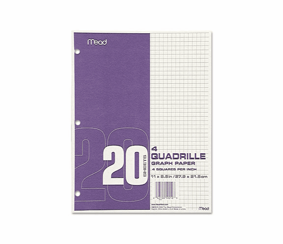 MEA19010 Quadrille Graph Paper, Quadrille (4 sq/in), 8 1/2 x 11, White, 12 Pads/Pack By MEAD PRODUCTS