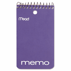 MEA45354 Memo Book, College Ruled, 3" x 5", Wirebound, Punched, 60 Sheets, Assorted By MEAD PRODUCTS