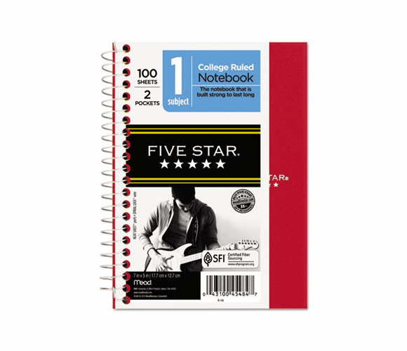 MEA45484 Wirebound Notebook, College Rule, 5 x 7, Perforated, Poly Cover, 100 sheets By MEAD PRODUCTS