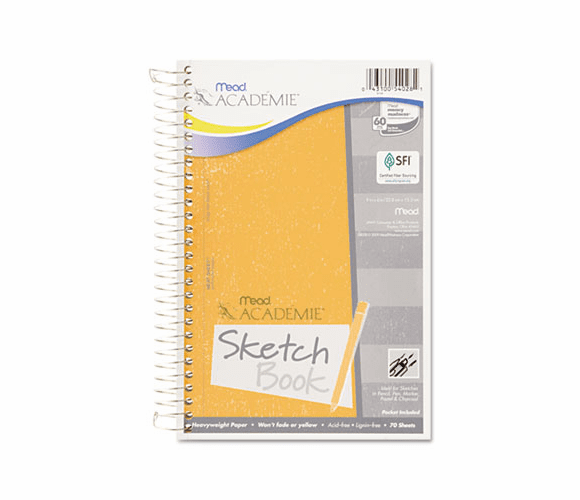 MEA54028 Academie Wirebound Sketch Diary, 9 x 6, White, 70 Pages By MEAD PRODUCTS