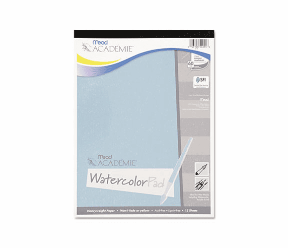 MEA54094 Academie Watercolor Pad, 9 x 12, White, 15 Sheets By MEAD PRODUCTS