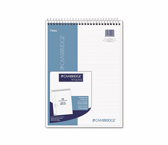 MEA59006 Wirebound Numbered Legal Pad, 8 1/2 x 11 3/4, 20 lb, Legal Ruled, 70 Sheets, White By MEAD PRODUCTS