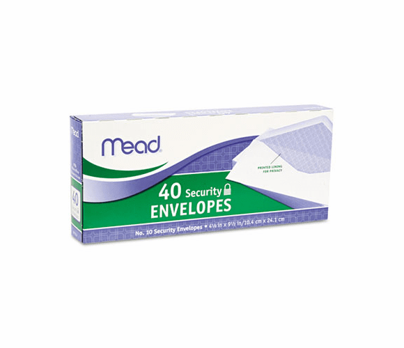 MEA75214 Security Envelope, 4 1/8 x 9 1/2, 20 lb, White, 40/Box By MEAD PRODUCTS