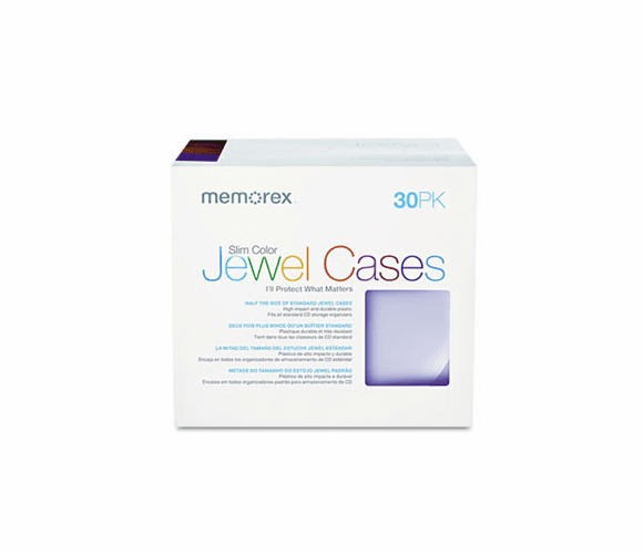 MEM01930 Slim CD Case, Assorted Colors, 30/Pack By MEMOREX