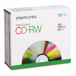 MEM03417 Memorex CD-RW Discs, 700MB/80min, 12x, 10/Pack By MEMOREX