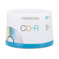 MEM04563 CD-R Discs, 700MB/80min, 52x, Spindle, Silver, 50/Pack By MEMOREX