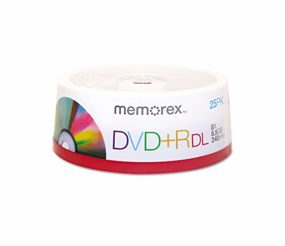 MEM05712 Dual-Layer DVD+R Discs, 8.5GB, 25/Pack By MEMOREX